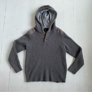 Prana Charcoal and Brown Men's Hooded Sweater